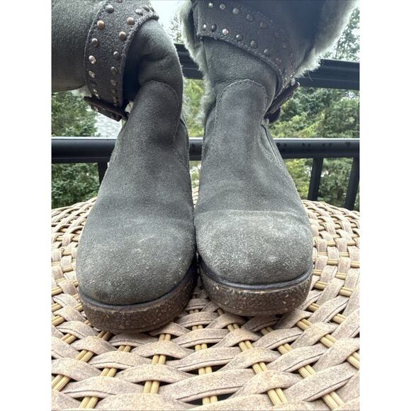 Emu Boots Heighton Lo Sheepskin Womens 5 Green Wedge Winter Australian - Picture 11 of 16